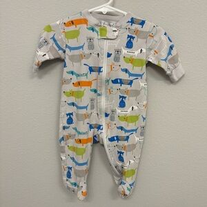 Kissy Kissy Puppy Pima Cotton Zipper Footie Pajama 0-3M